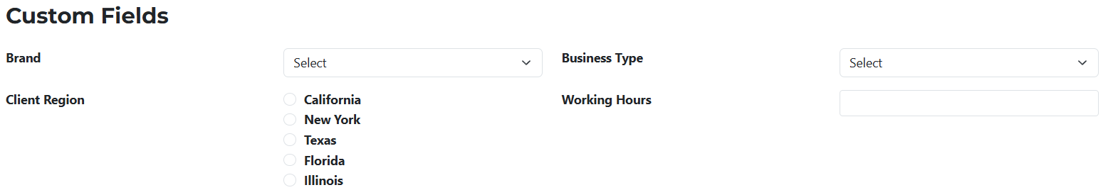 Add Client Custom Fields