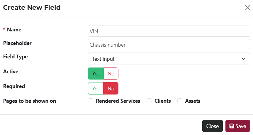 Add Custom Field Popup