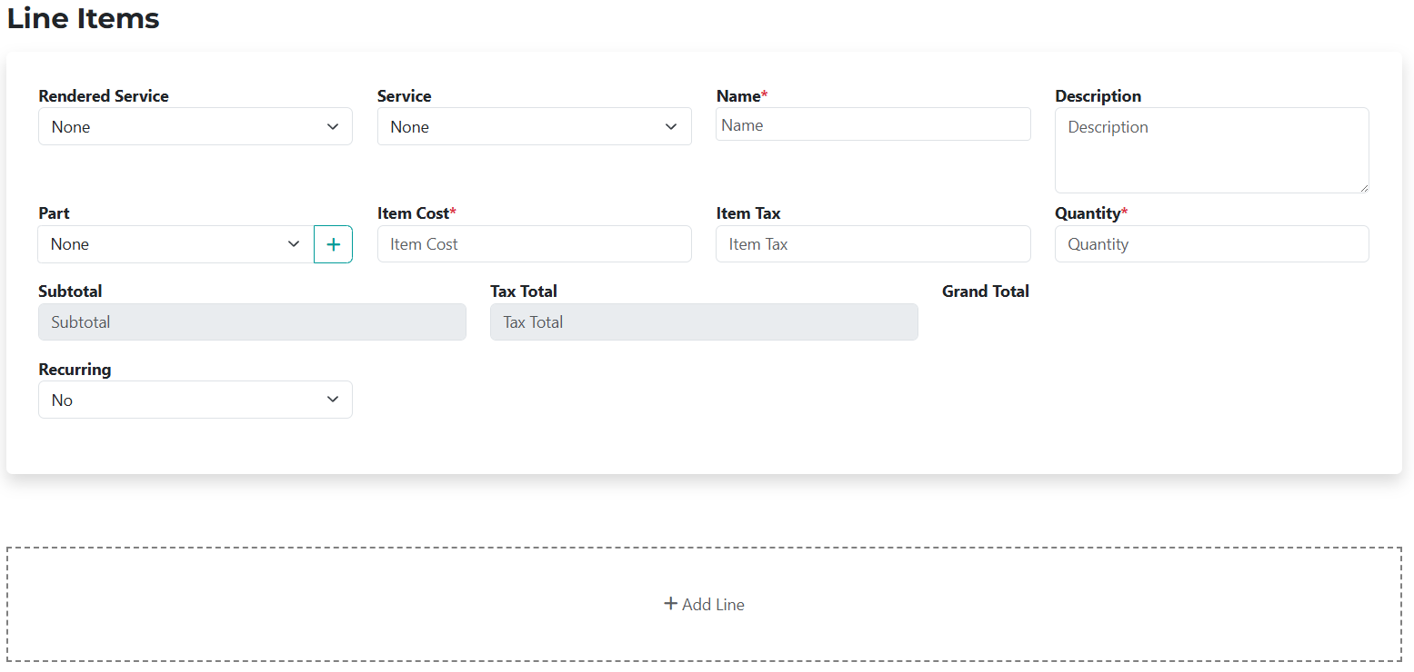Add Invoice Line Items