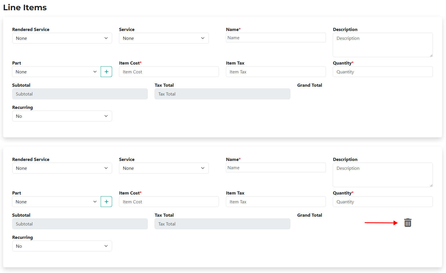 Additional Line Items