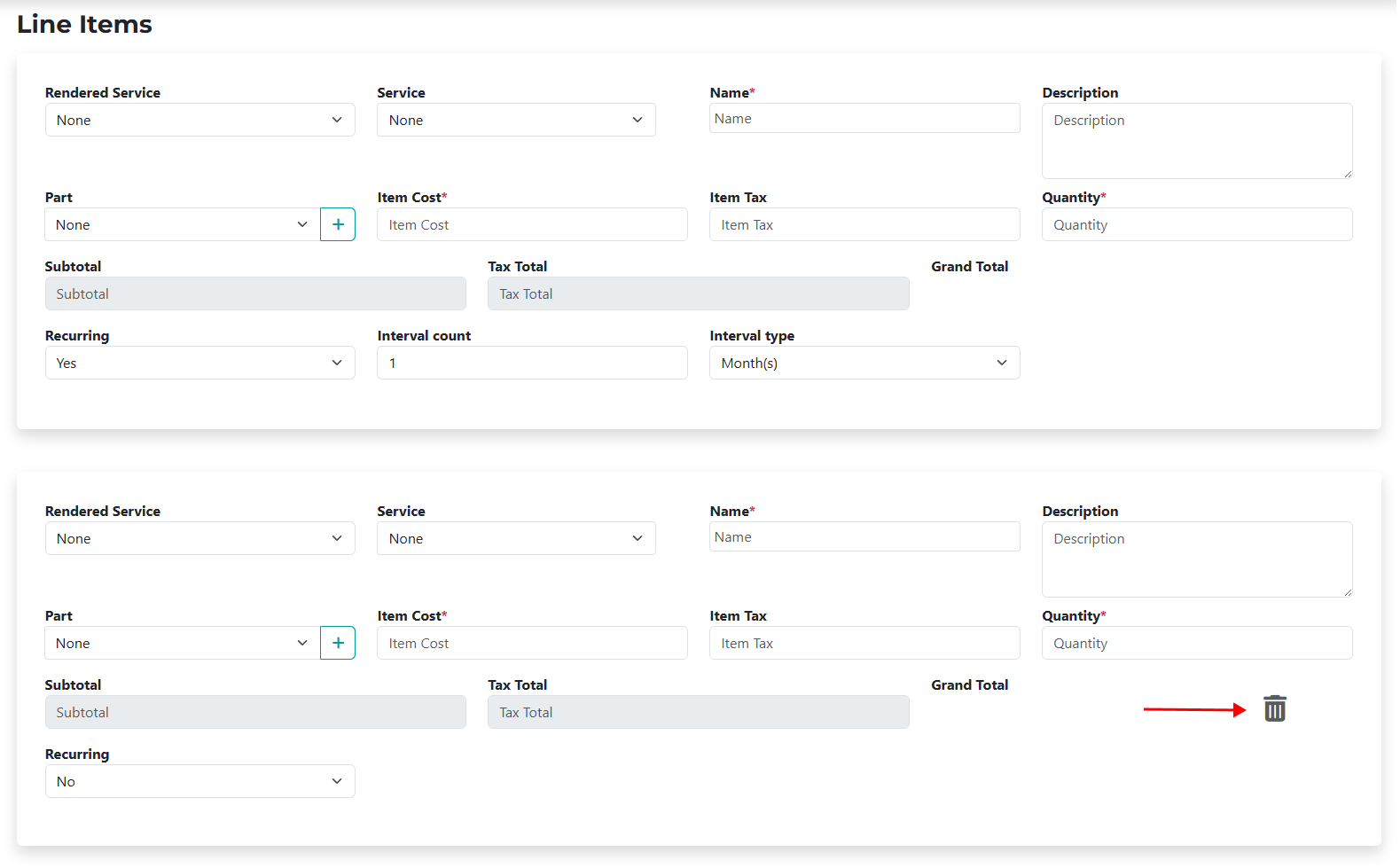 Additional Line Items