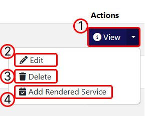 Clients Page Actions Menu