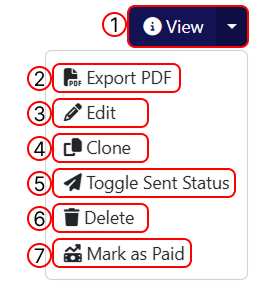 Invoices Actions Menu