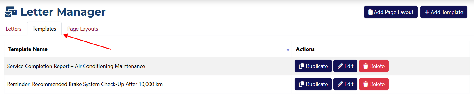 LetterTemplates Pointer