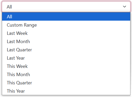 Time Period Dropdown Menu