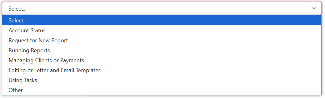 Support Page Dropdown